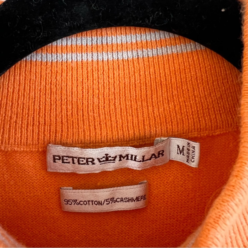 Peter Millar Albany Sweater Men M Sunset Orange 1/4 Zip Cotton Cashmere Preppy - Picture 5 of 9